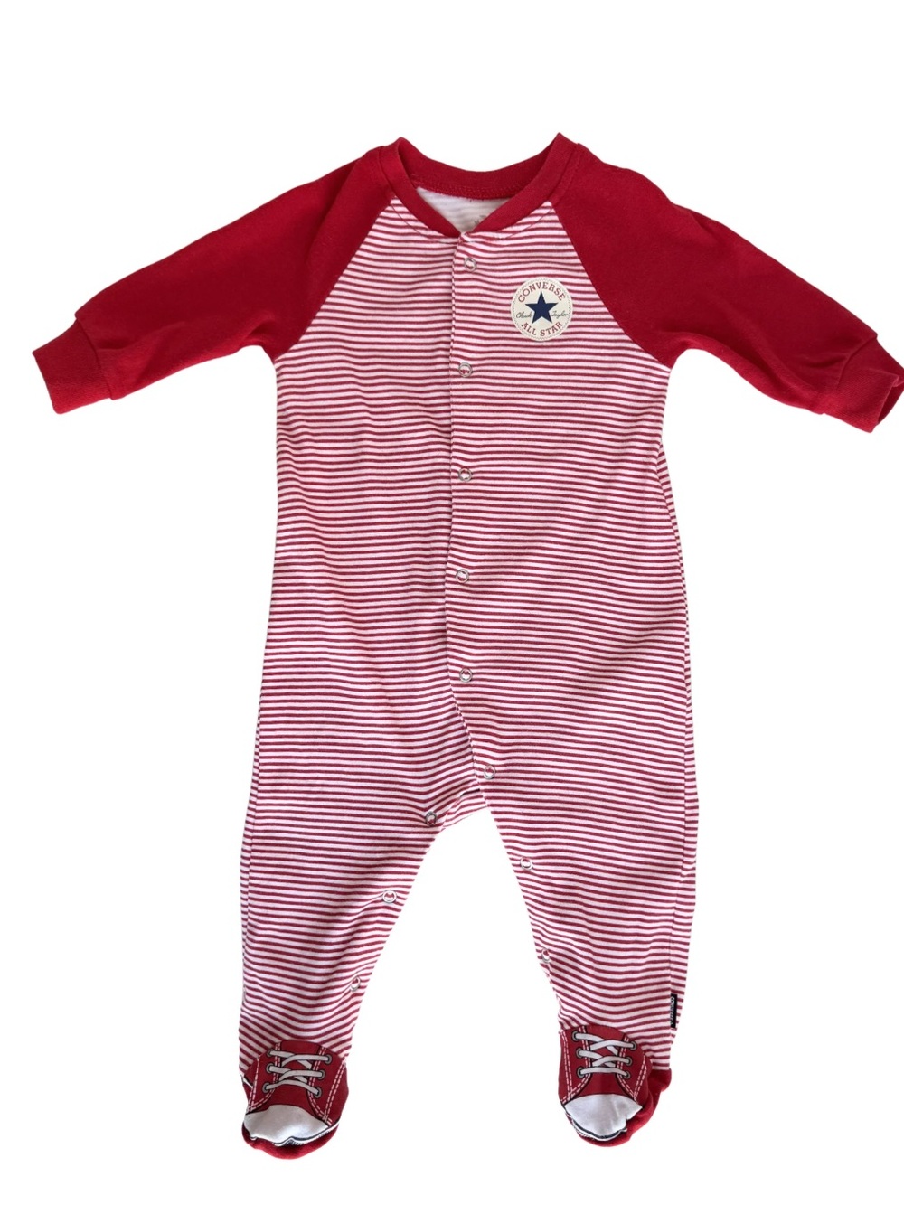 Converse Baby Footed Sleeper Red White Stripe One Piece Pajamas 6 Months